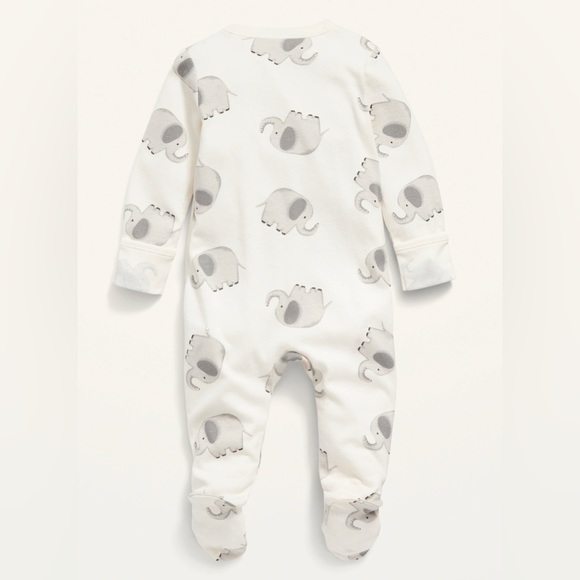 BRAND NEW Unisex 2-Way-Zip Sleep & Play Footed One-Piece - Elephant Print - Picture 2 of 3